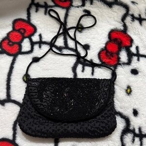 Chic Black Beaded Women's Clutch
